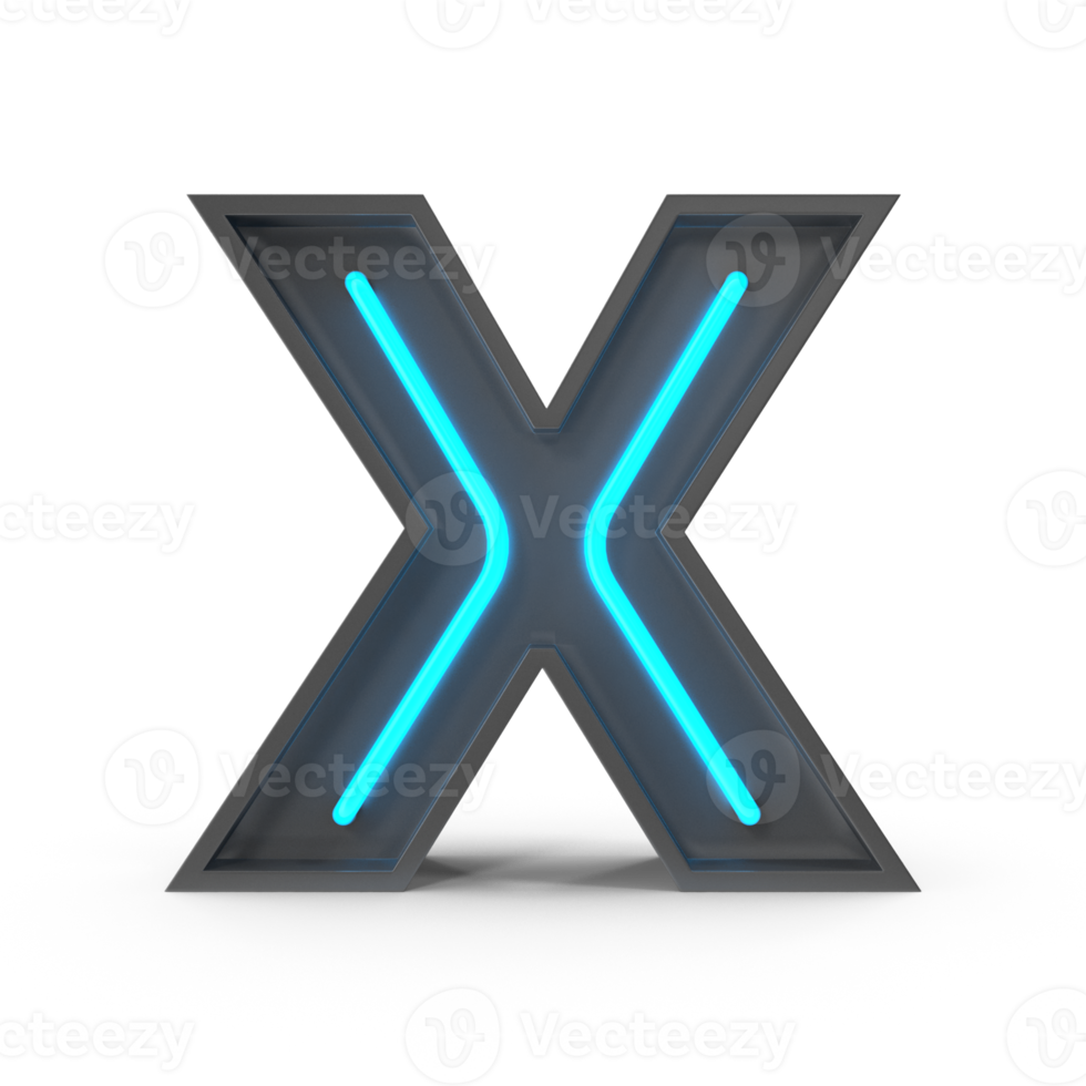 3d Neon Letter X png