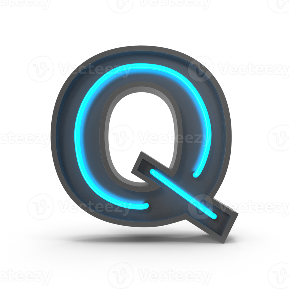 3d Neon Letter Q png