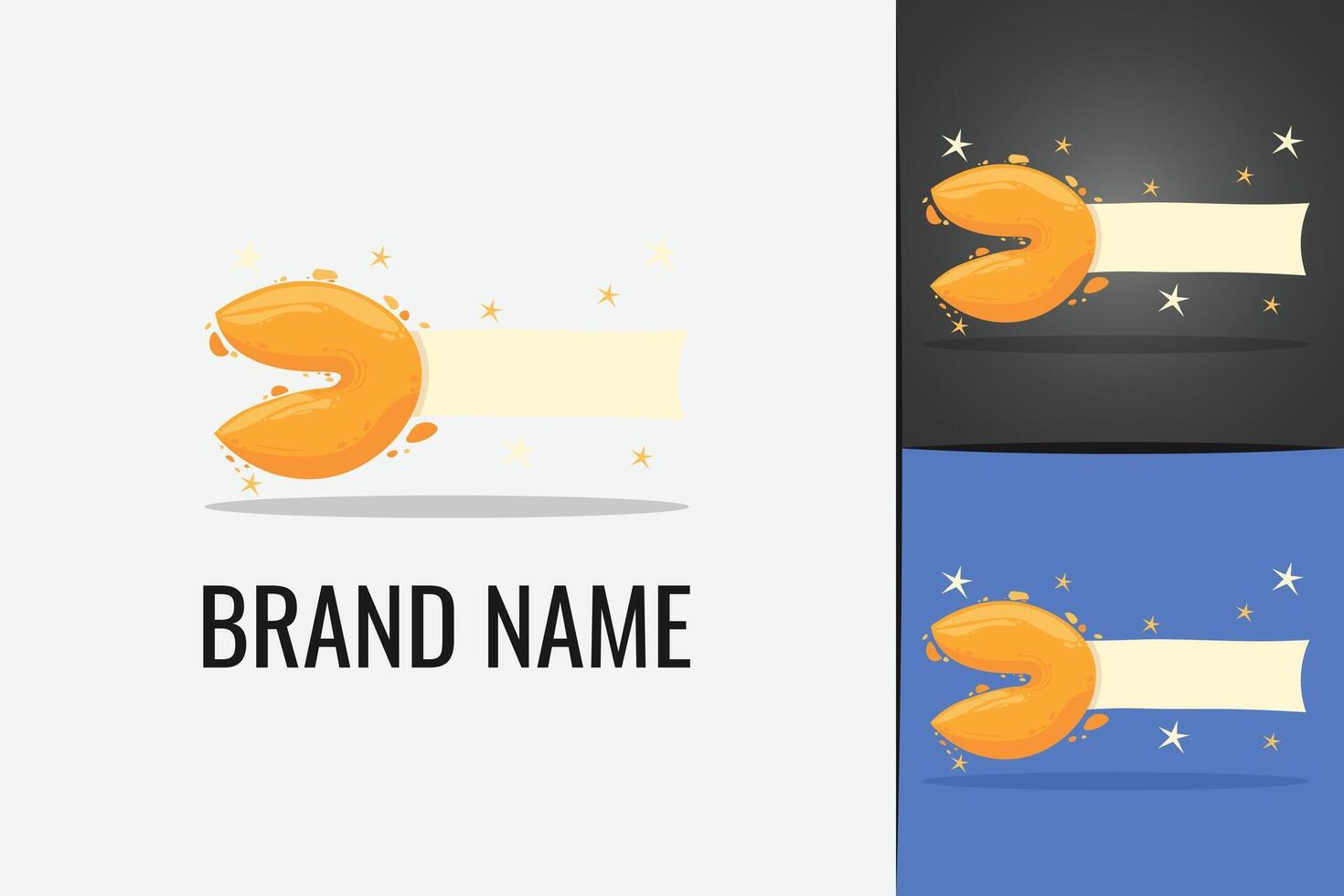 Chocolate biscuit Fortune Cookie. Traditional Chinese Treat cookies snack logotype luck vector