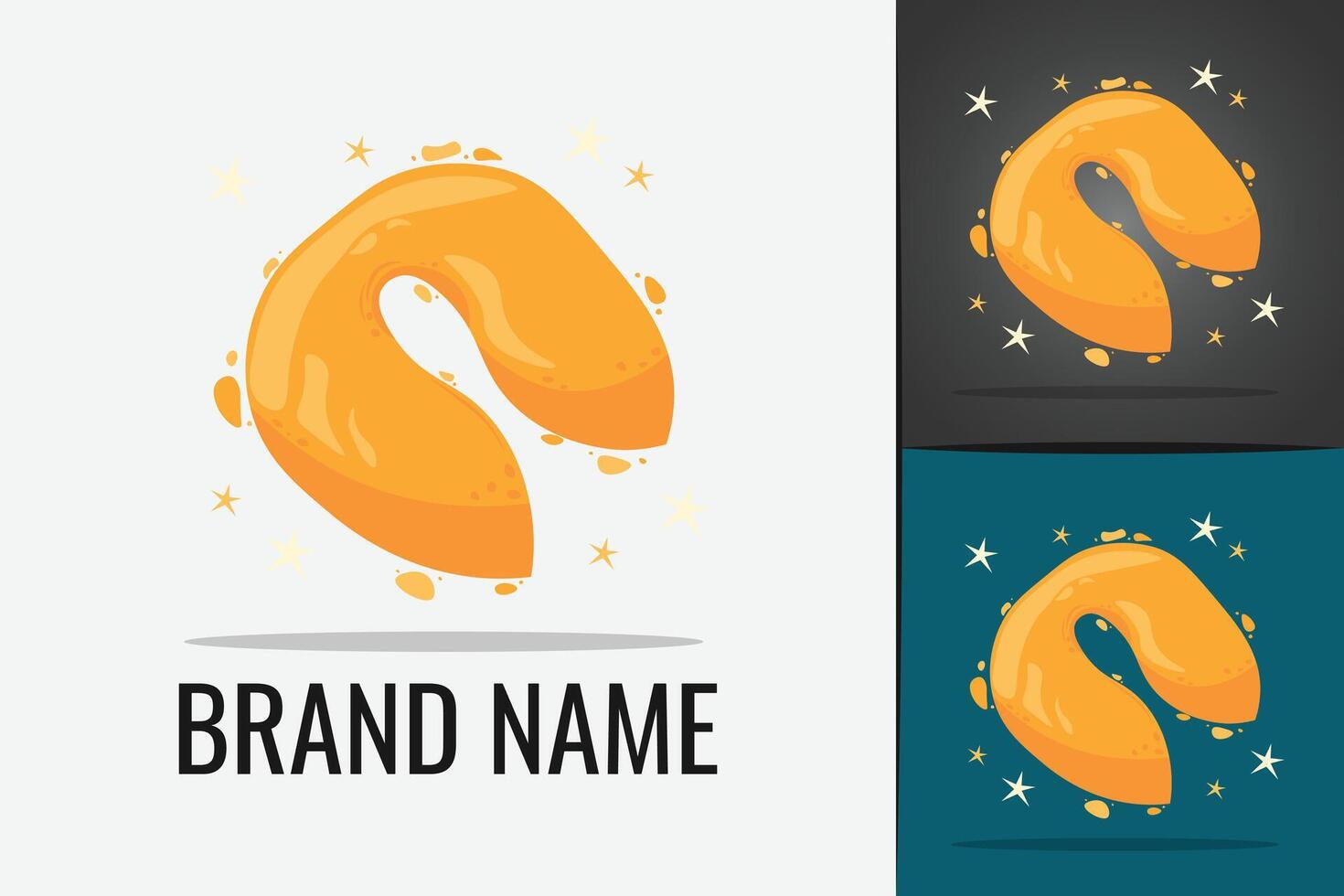 Chocolate biscuit Fortune Cookie. Traditional Chinese Treat cookies snack logotype luck paper inside vector