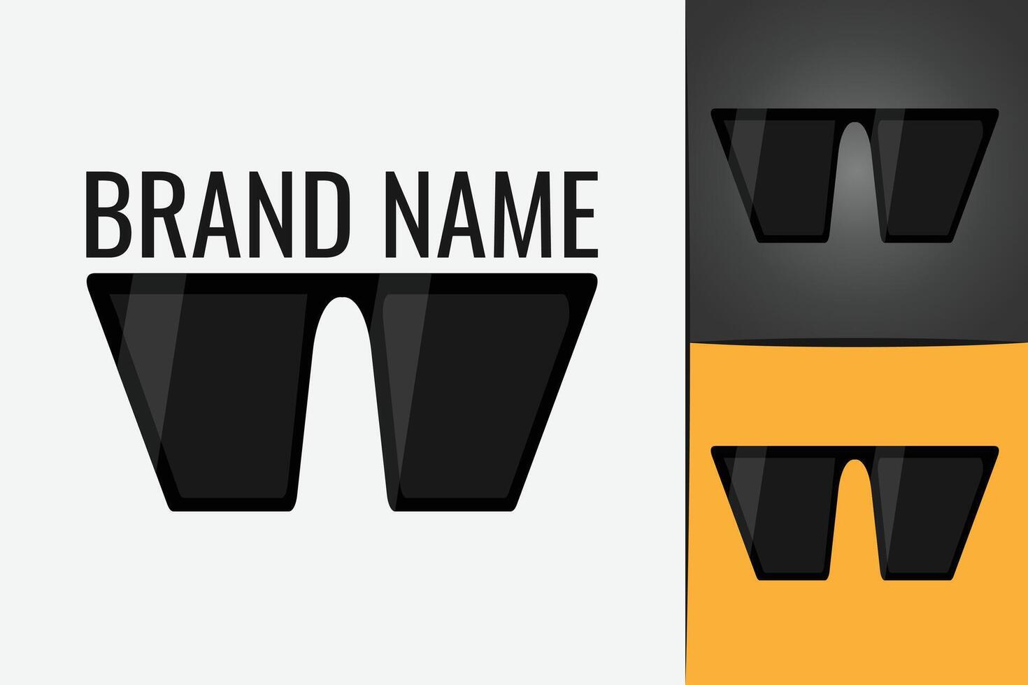 Sunglasses logo. Black glasses logotype. Style eyeglasses accessory. Black unisex sun glasses vector