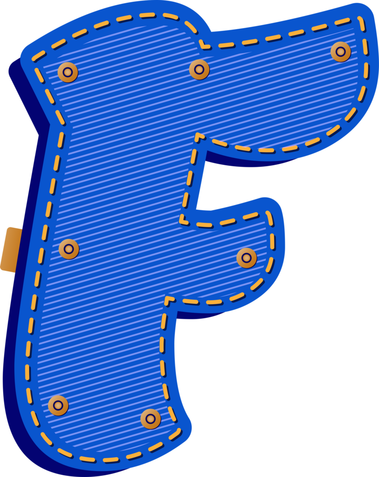Letter F, Blue Jean with Buttons Alphabet png