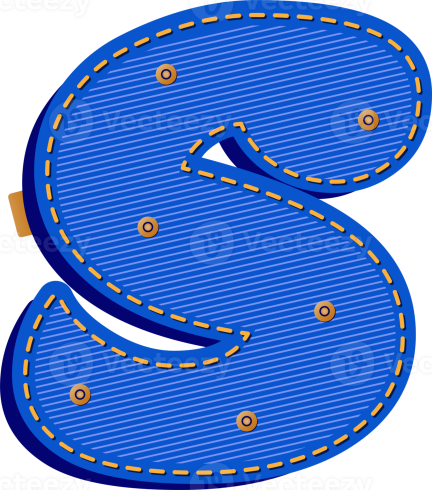 Letter S, Blue Jean with Buttons Alphabet png