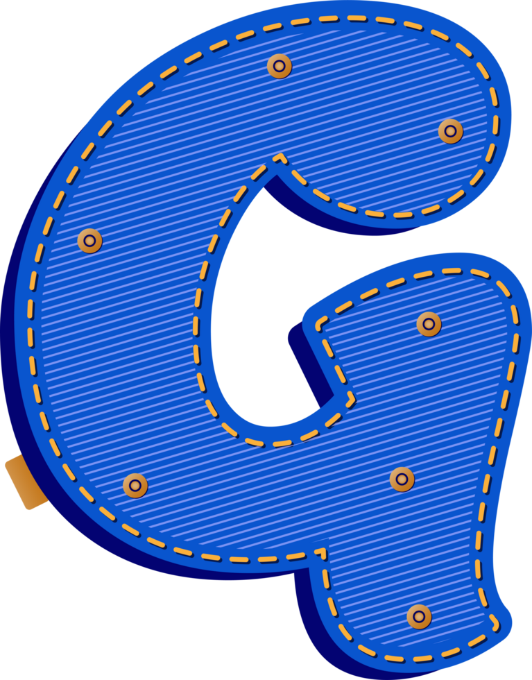 Letter G, Blue Jean with Buttons Alphabet png
