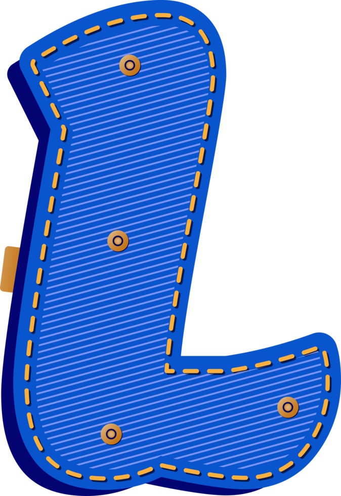 Letter L, Blue Jean with Buttons Alphabet png