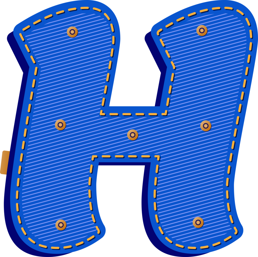 Letter H, Blue Jean with Buttons Alphabet png