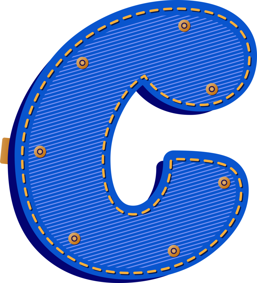 Letter C, Blue Jean with Buttons Alphabet png