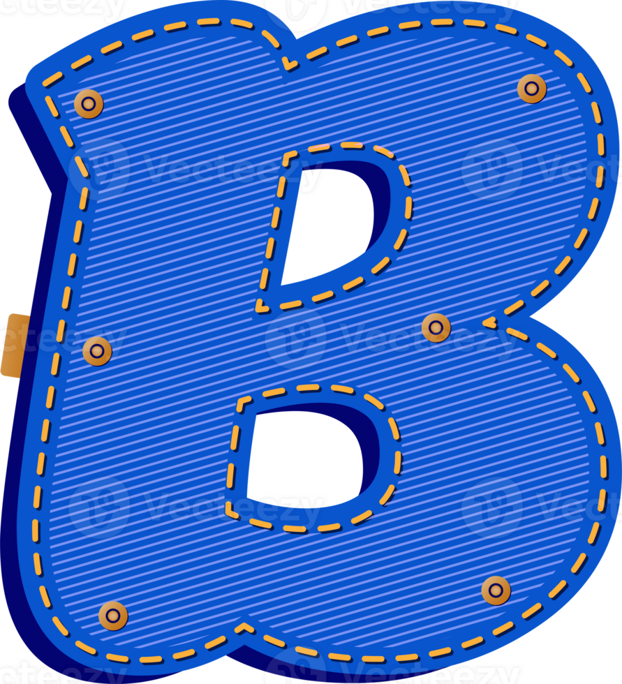 Letter B, Blue Jean with Buttons Alphabet png
