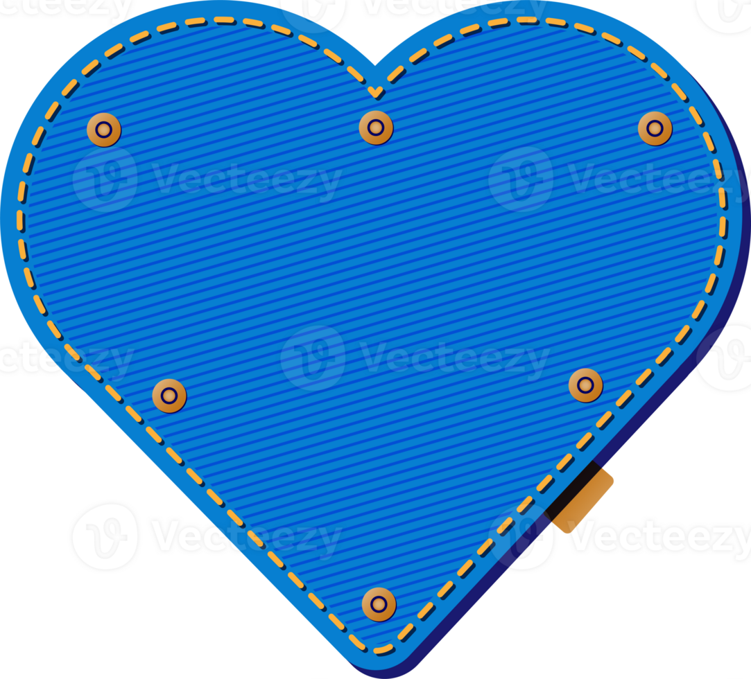 Blue Jean Denim Patch, Heart Shape png