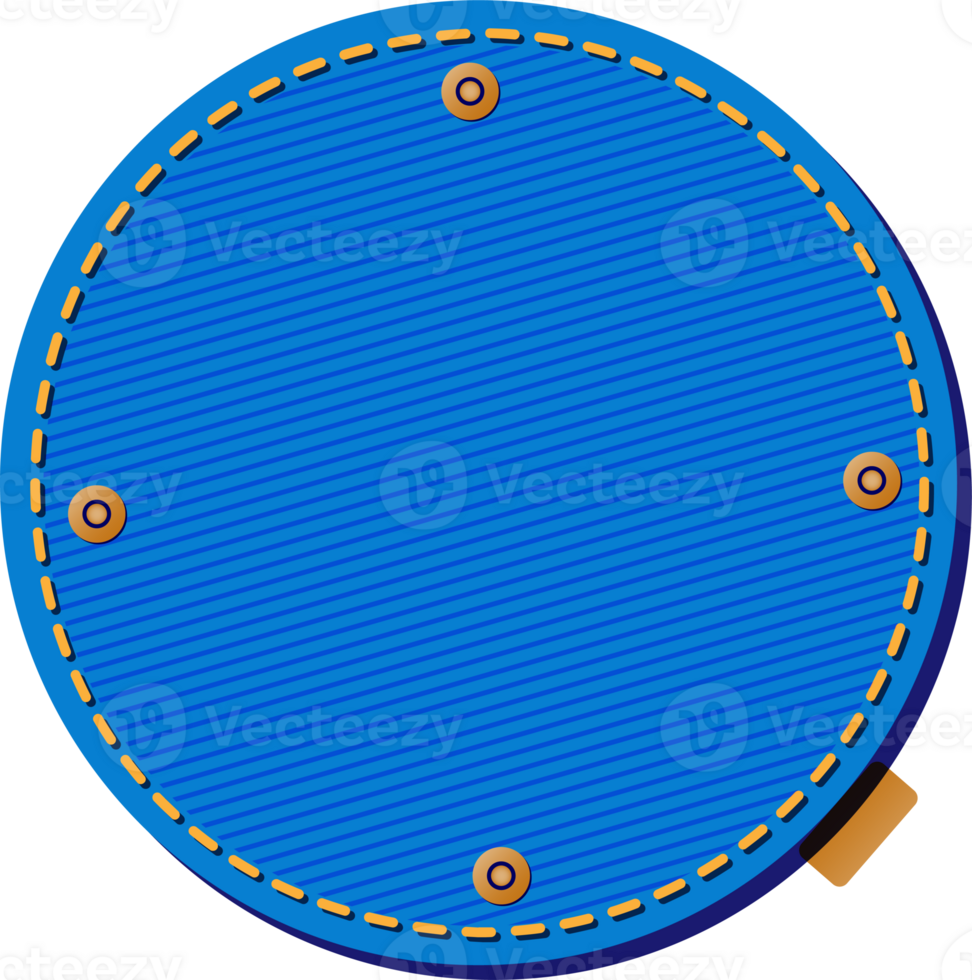 Blue Jean Denim Patch, Circle Shape png