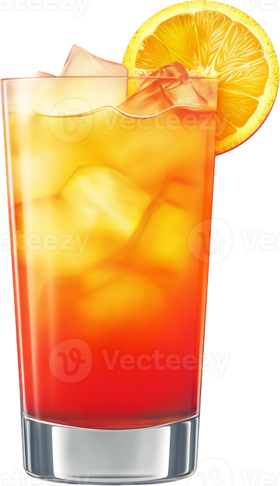 an orange drink with ice and a slice of orange png