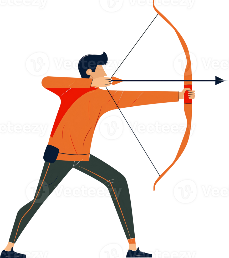 illustration of archery man with bow and arrow png
