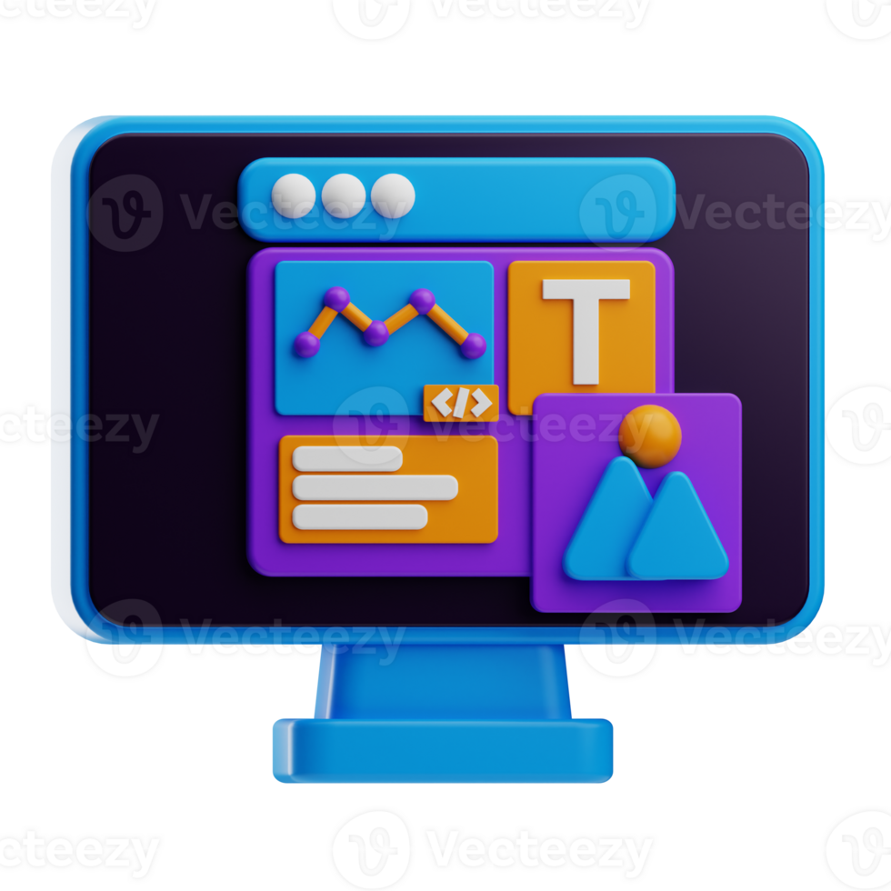Web Design Layout digital marketing illustration 3d png
