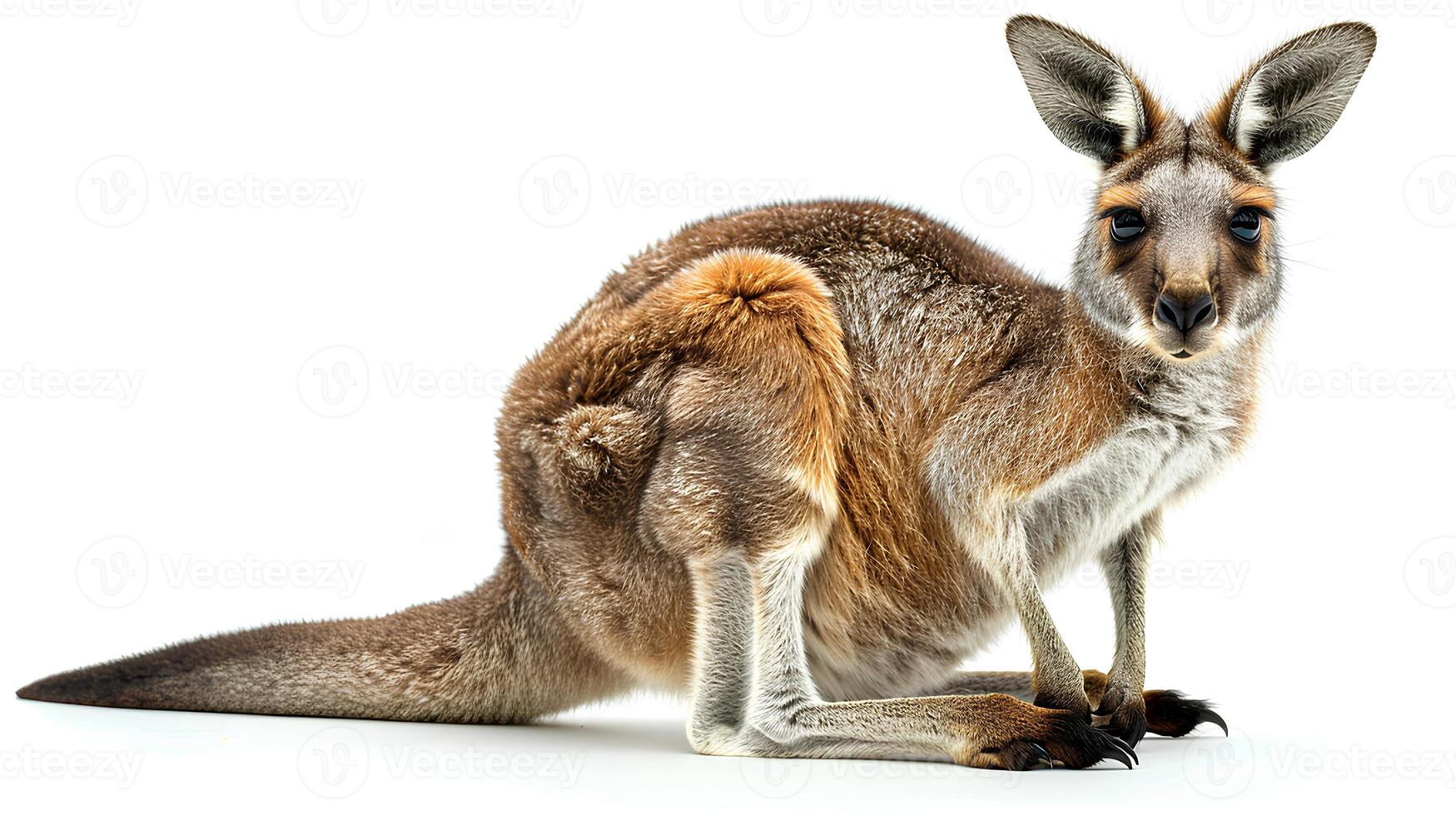 kangaroo isolated on white background with shadow. Australian wildlife photo