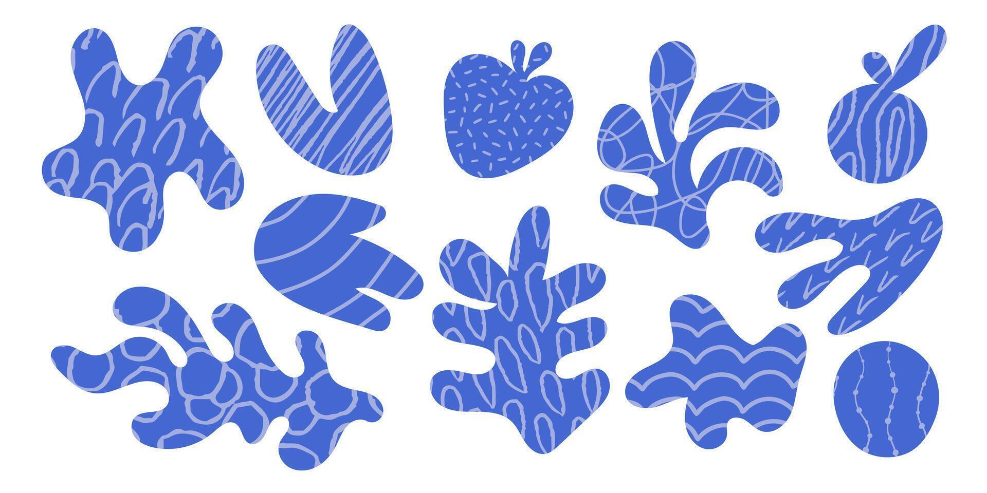 Hand drawn doodle shapes set. Naive bizarre abstract geometric shapes and forms vector