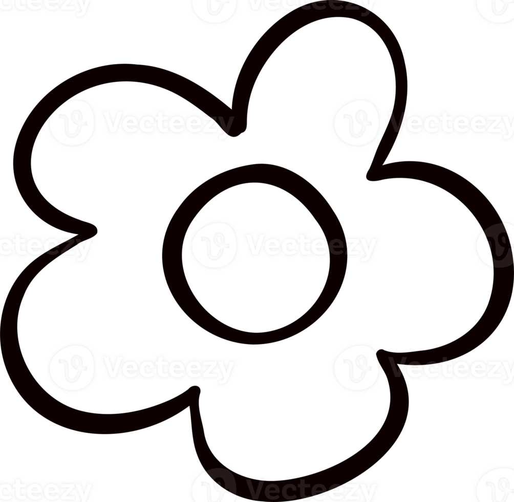 Groovy retro flower Autumn cartoon coloring outline doodle playful and vibrant fall season illustration. png