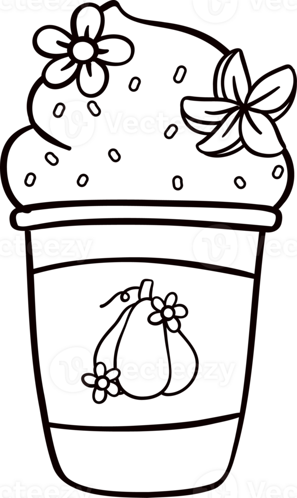 Groovy retro autumn spicy pumpkin hippie cartoon coloring outline doodle playful and vibrant fall season illustration. png