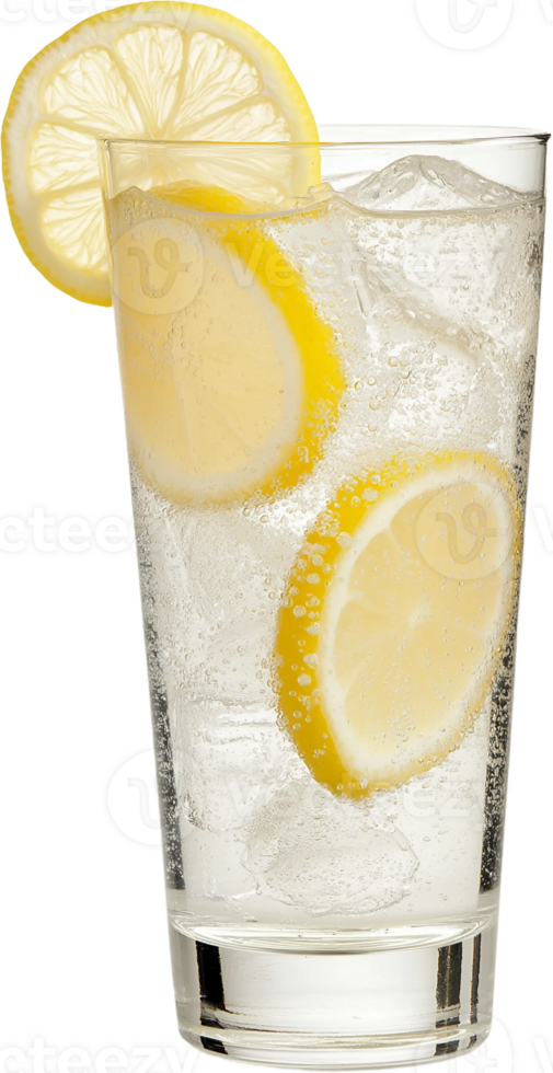 a glass of water with lemon slices in it png