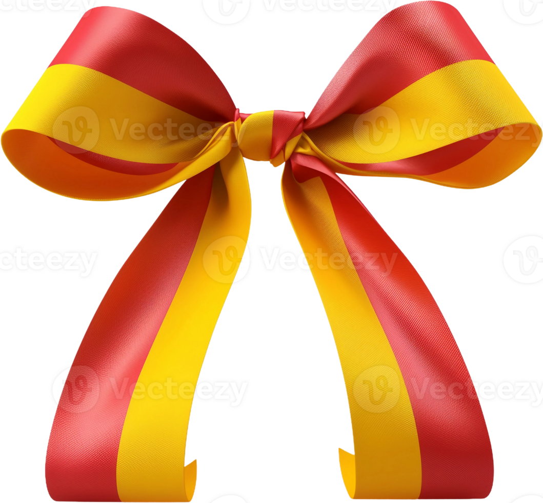 a red and yellow ribbon with a bow png