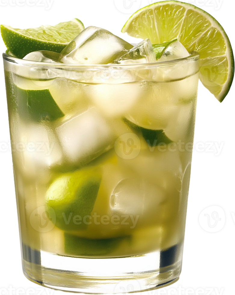 a glass of lime juice with lime slices and ice png