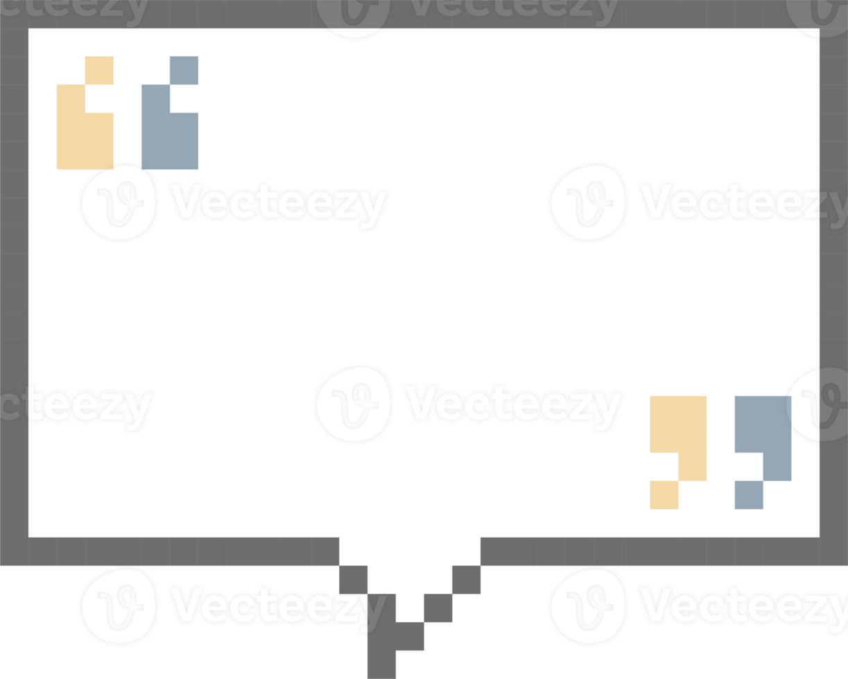 8bit retro game pixel speech bubble balloon with quotation marks, icon sticker memo keyword planner text box banner png