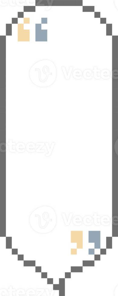 8bit retro game pixel speech bubble balloon with quotation marks, icon sticker memo keyword planner text box banner png