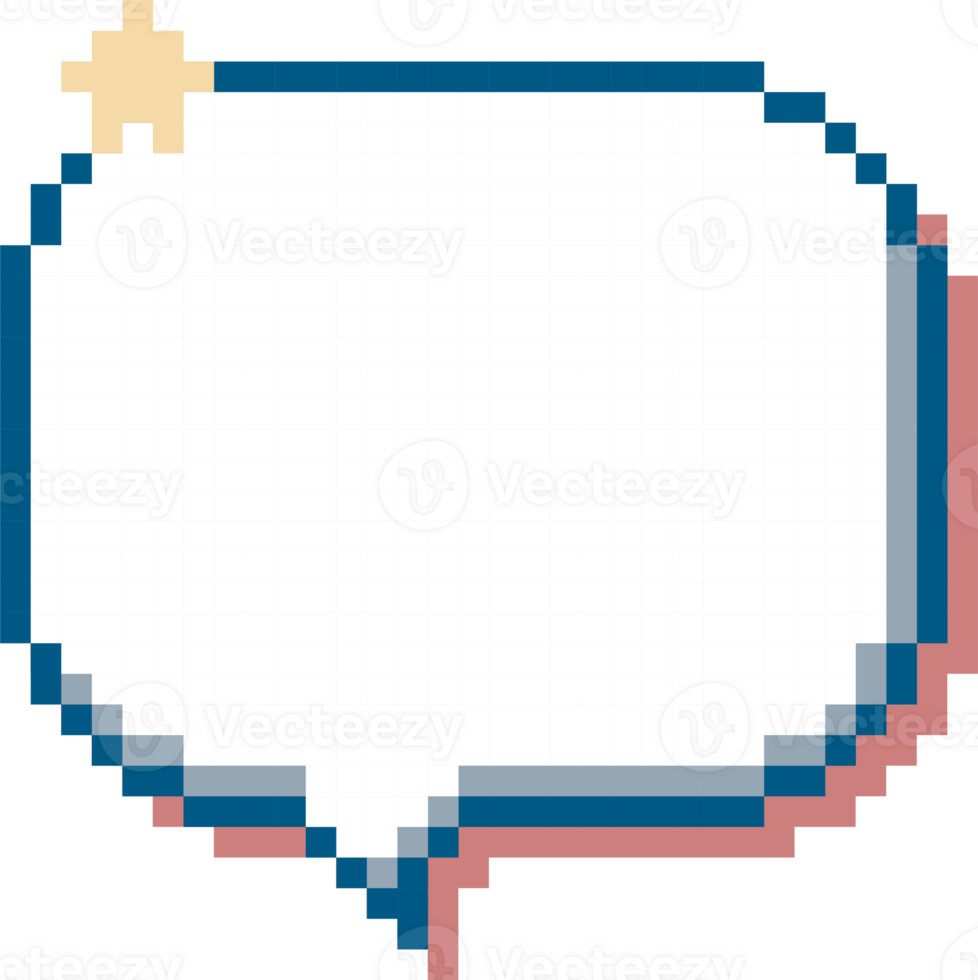 8bit retro game pixel art speech bubble balloon with star, icon sticker memo keyword planner text box banner png