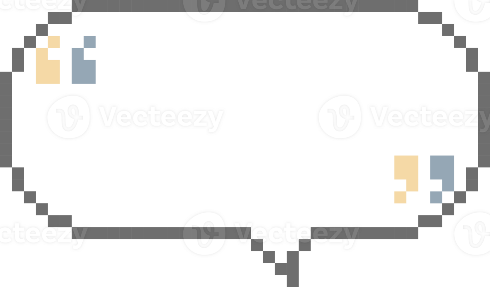 8bit retro game pixel speech bubble balloon with quotation marks, icon sticker memo keyword planner text box banner png