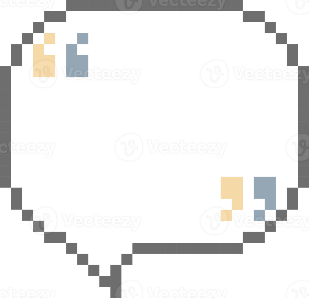 8bit retro game pixel speech bubble balloon with quotation marks, icon sticker memo keyword planner text box banner png
