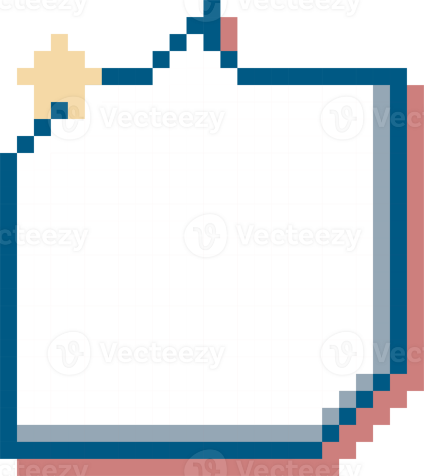 8bit retro game pixel art speech bubble balloon with star, icon sticker memo keyword planner text box banner png