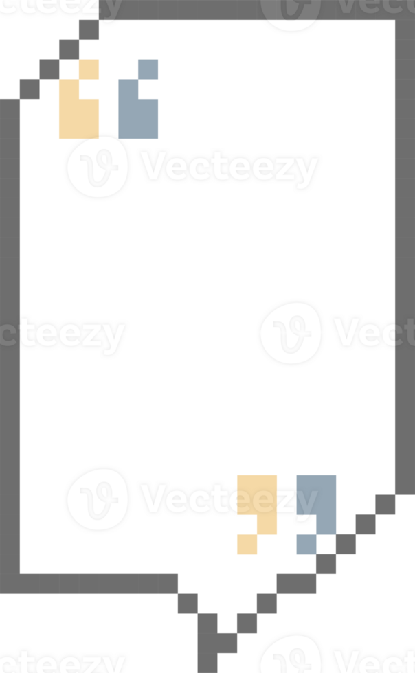 8bit retro game pixel speech bubble balloon with quotation marks, icon sticker memo keyword planner text box banner png