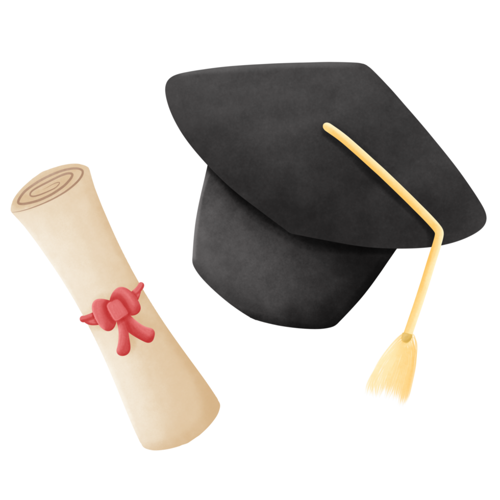 Graduation Cap and Certificate png