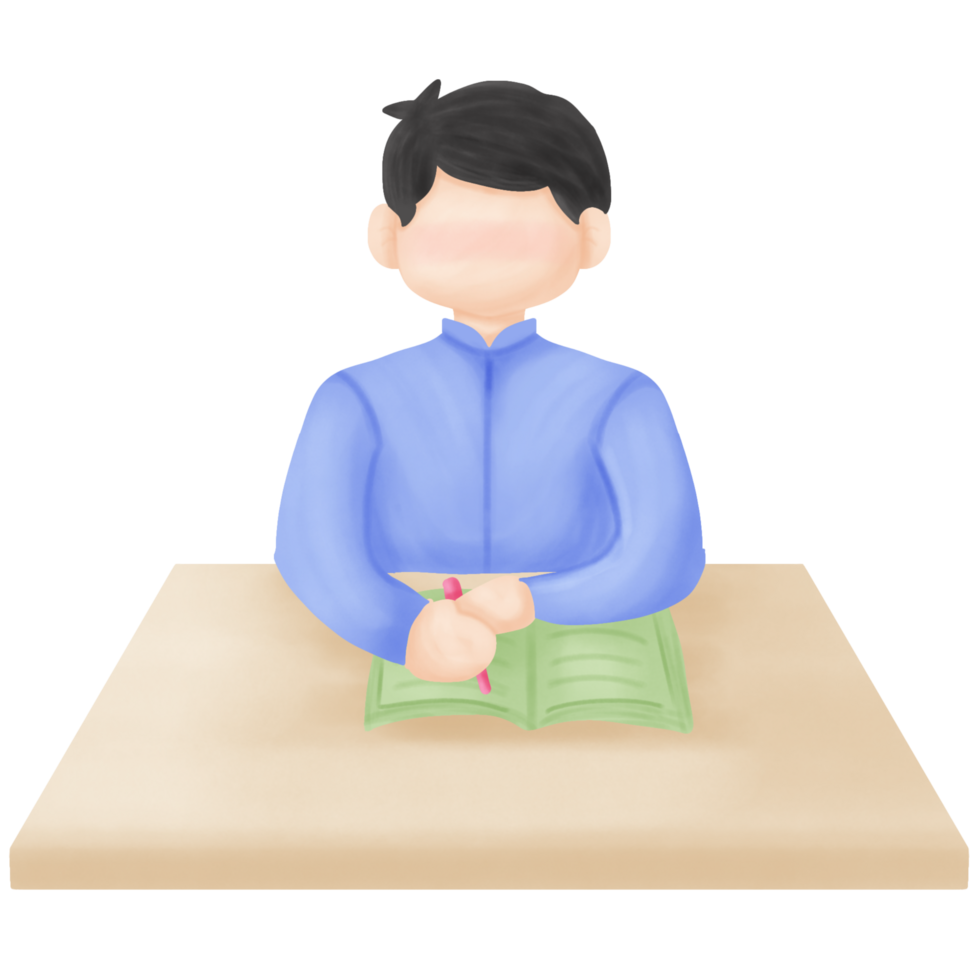 Muslim Student Boy is Writing png
