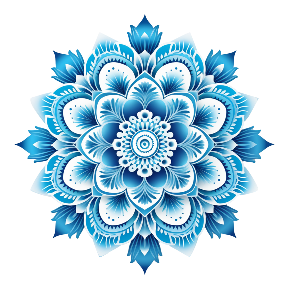 Mandala fractal design element with flower pattern isolated on transparent background png