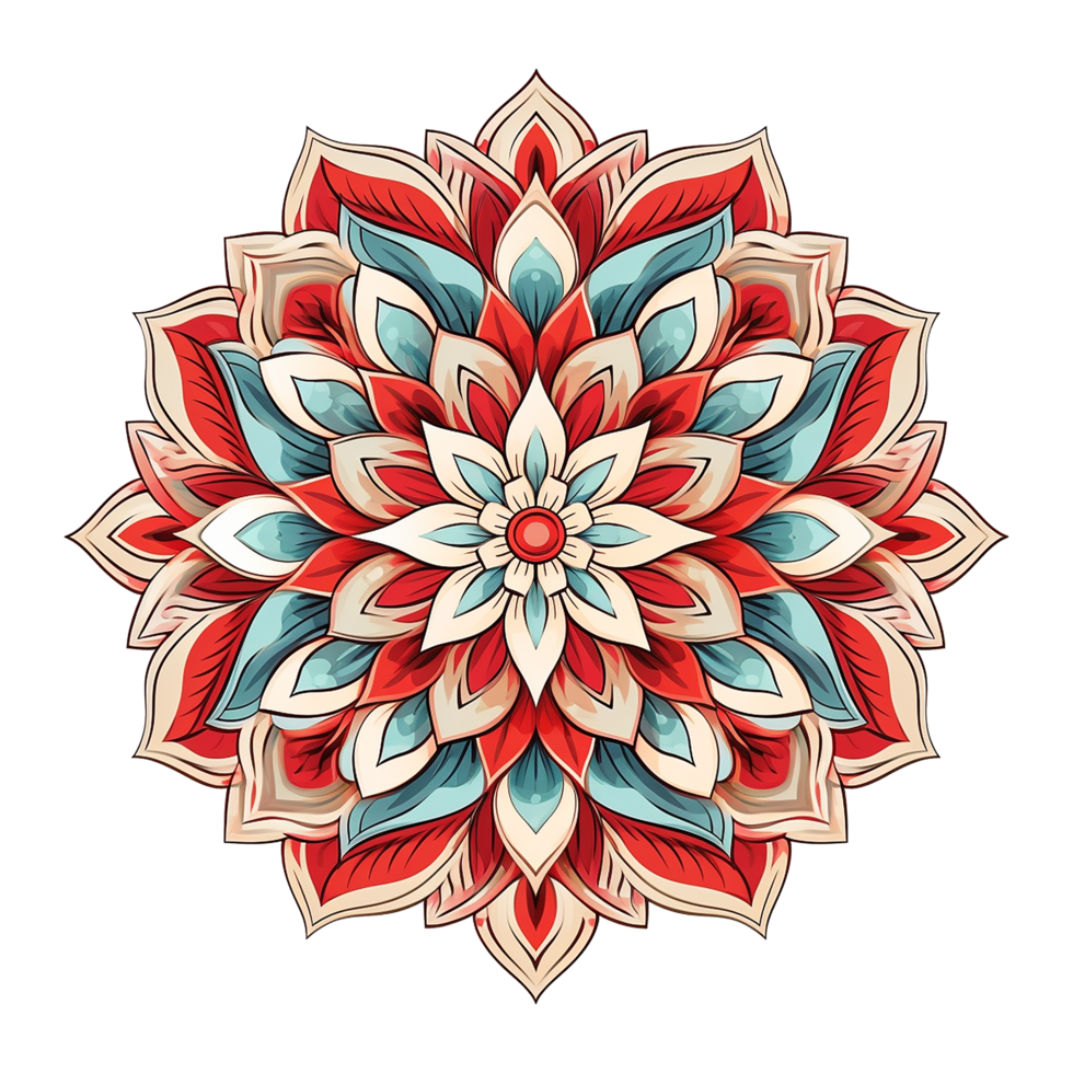 Mandala fractal design element with flower pattern isolated on transparent background png