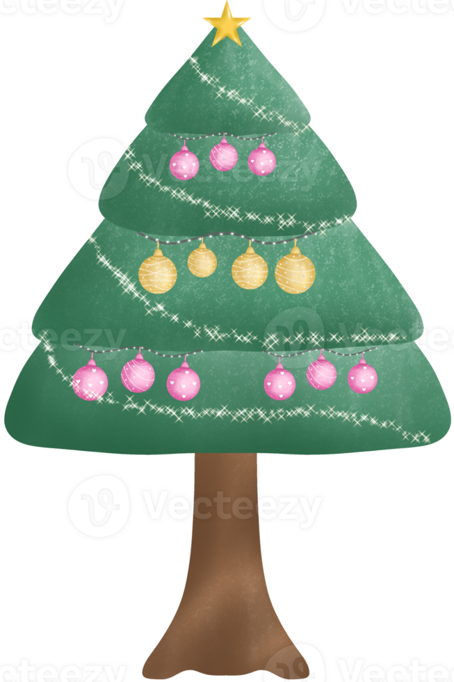 cute minimal Christmas tree with beautiful decorations png
