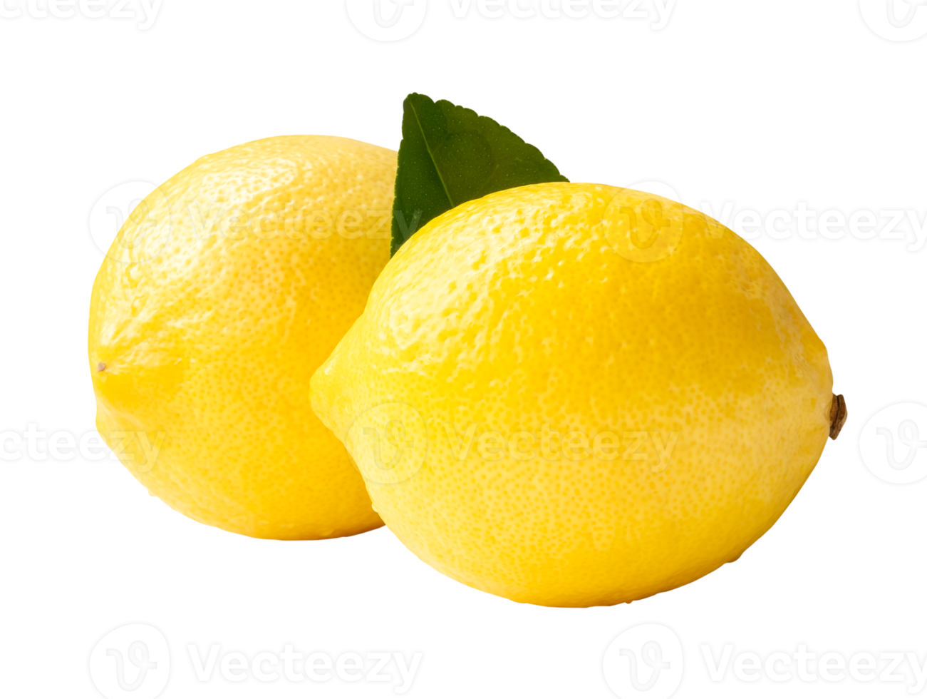 Side view of yellow lemon fruits in stack isolated with clipping path in file format png