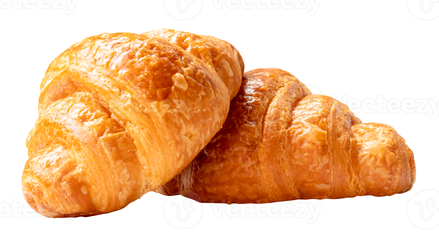 Side view of brown croissants in stack isolated in file format png
