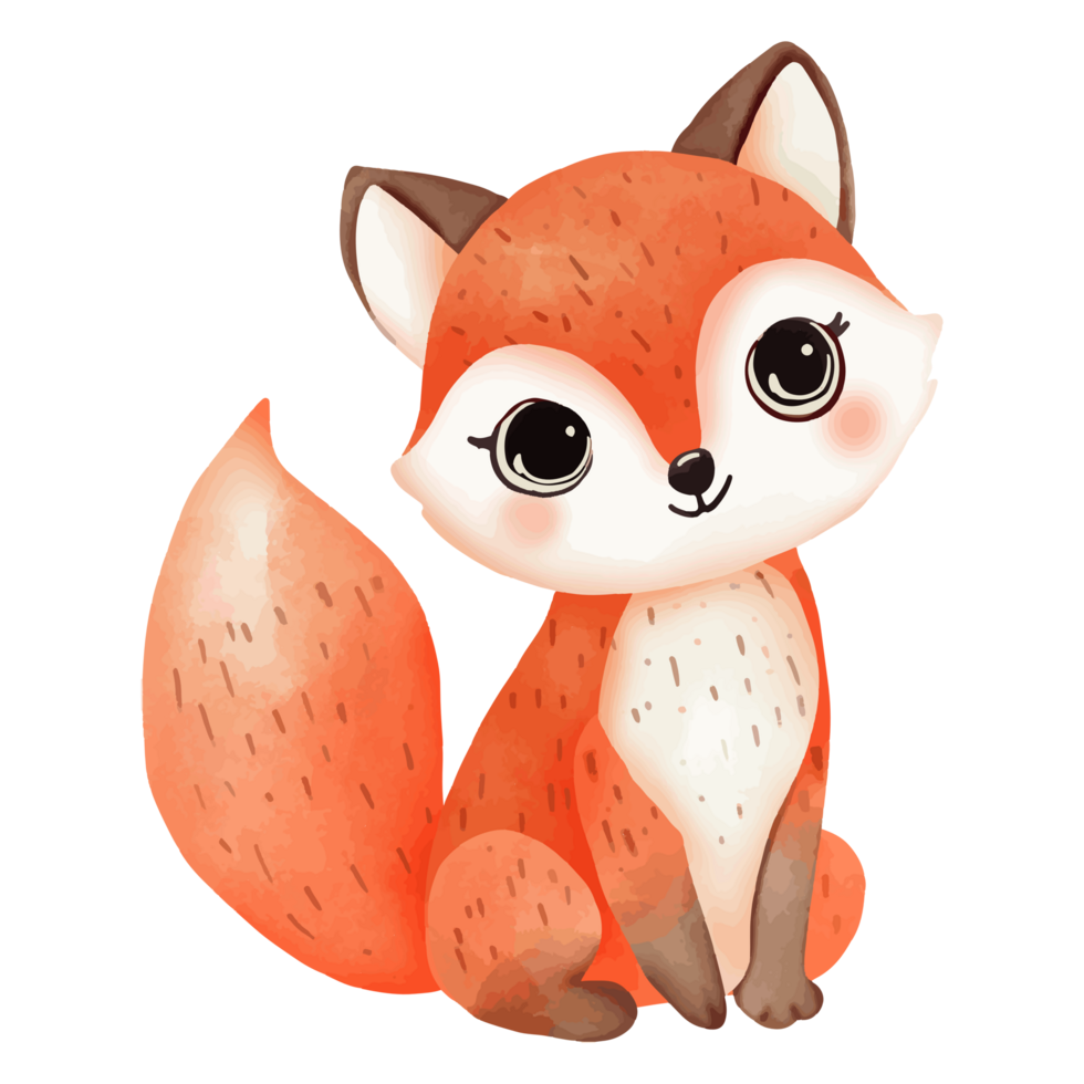 Charming Watercolor Fox with Big Eyes png