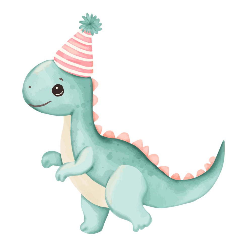 Playful Dinosaur with Party Hat Ready for Celebration png