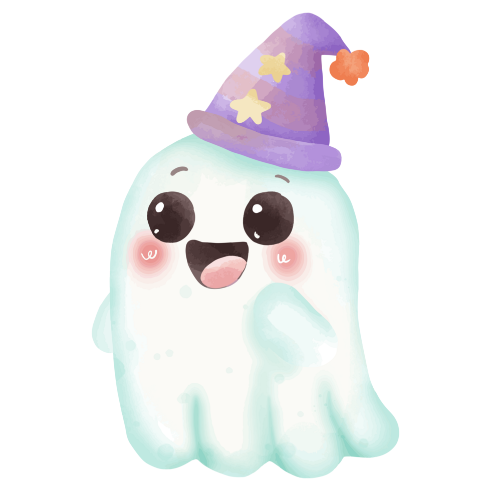 Cheerful Ghost in a Party Hat Ready for Fun png