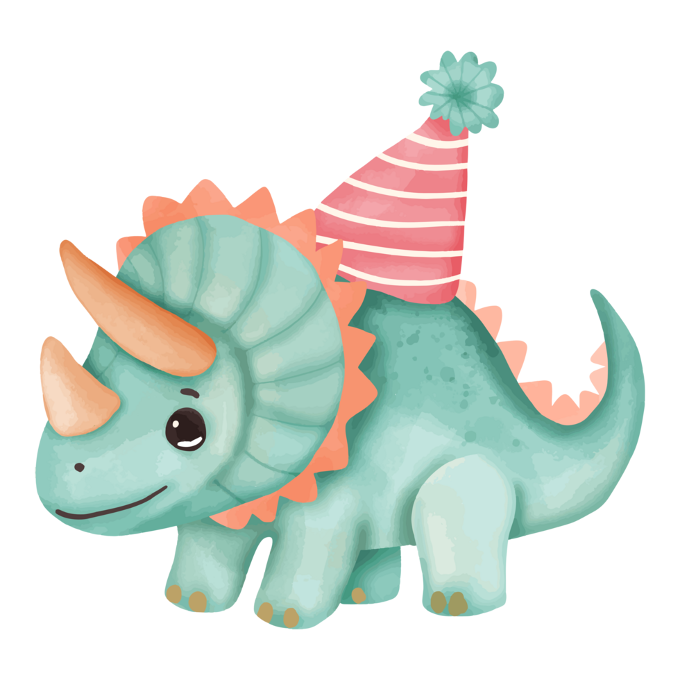 Party-Ready Triceratops Celebrates with Fun Hat png