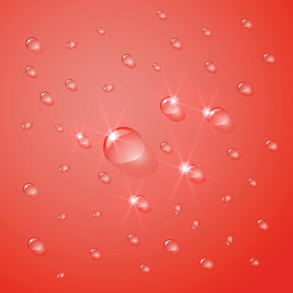 Water drops with a red background. vector