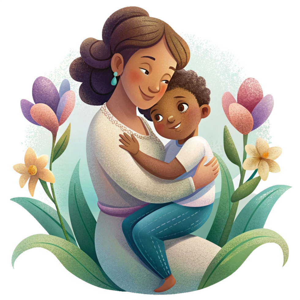 mother hugs her child and sits ina-gladiolus flower images wallpapers png