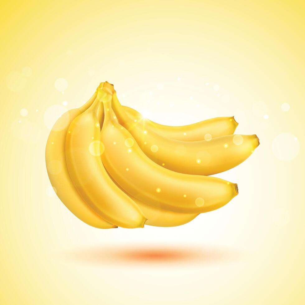 Set of realistic yellow Banana illustration with Background vector