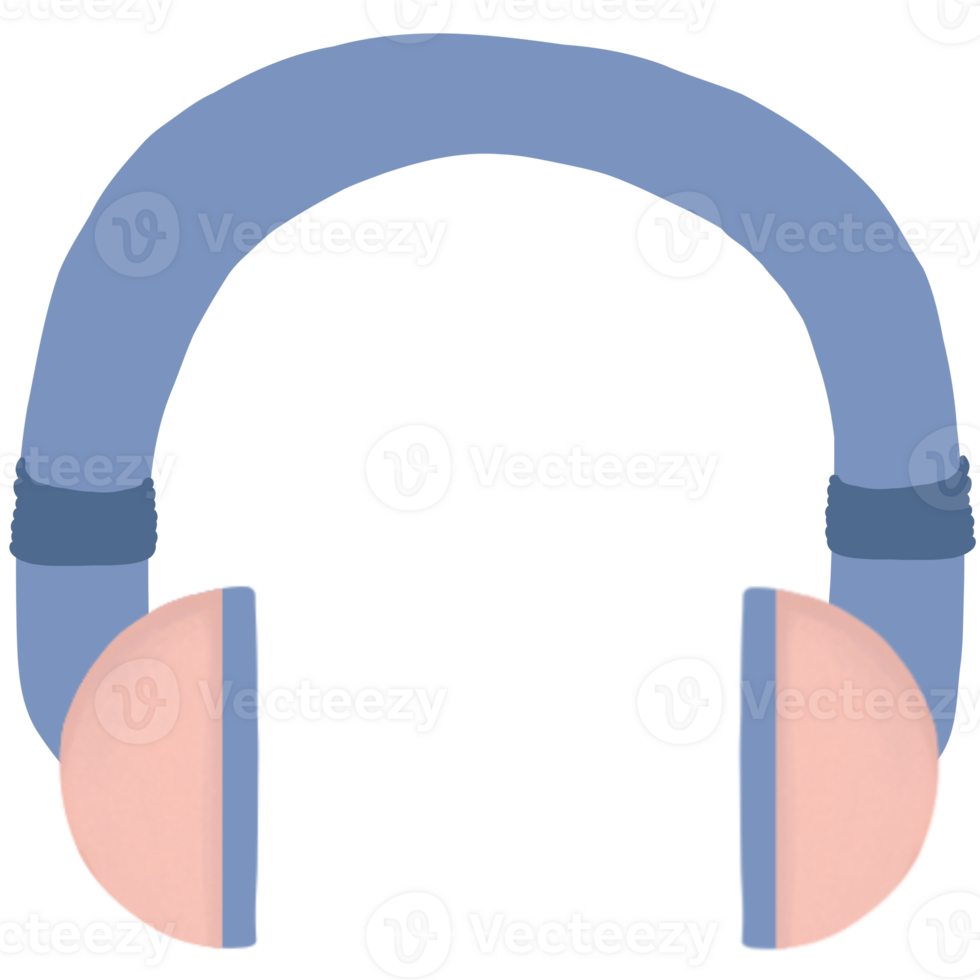 Watercolor style hand sweeping headphones illustration png