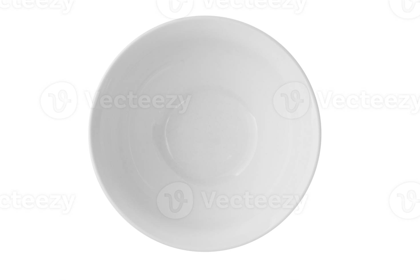 Top view of empty white ceramics bowl isolated png