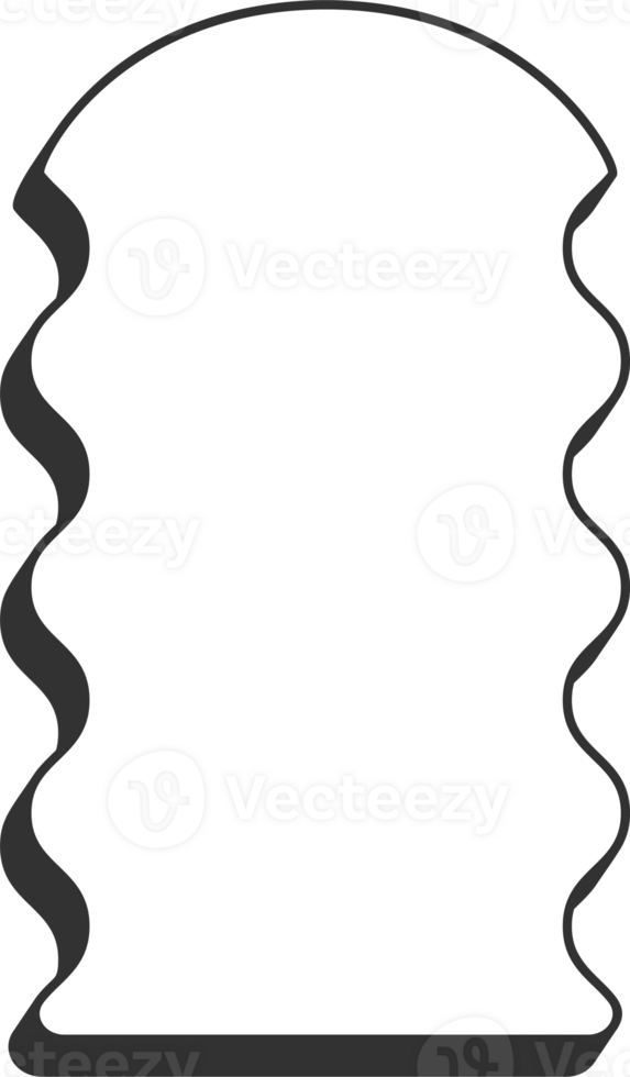 Wavy rectangle frame. Scallop edge box. Squiggle wavy border. Groovy zigzag abstract shape. Cute square aesthetic banner. png