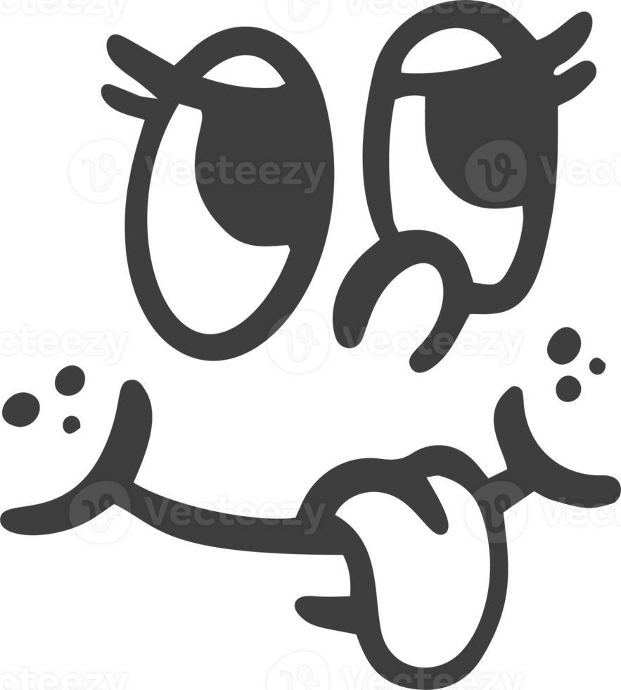 Cartoon retro face. Vintage mascot with comic cute eyes and mouth. Funny happy smiling character expression. 30-50s design emotions element. Simple caricature head png