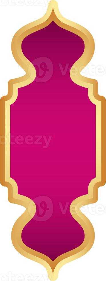 Ramadan golden frame. Islamic window shape. Arabic arch. Muslim vintage border for design with pink background. Indian decoration in oriental style. png